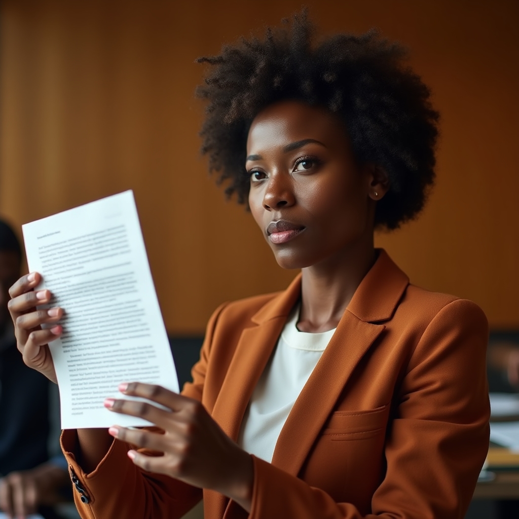 One-page executive data summary document held up for review during a workshop